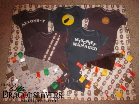My two-month-old son's homemade Dragon*Con gear.