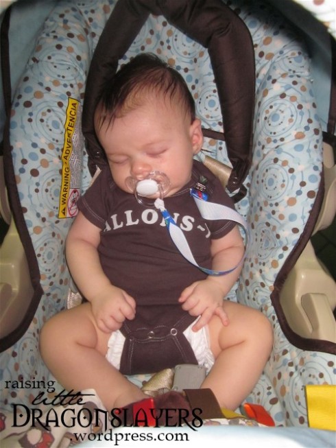 Baby Whovian: Wil sports his "Allons-y" onesie on the day we went to the "Torchwood" panel.