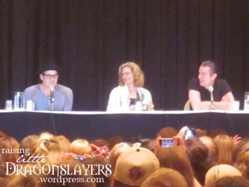 Nicholas Brendon (Xander Harris), Kristine Sutherland (Joyce Summers), and James Marsters (Spike) at the "Buffy the Vampire Slayer" panel.